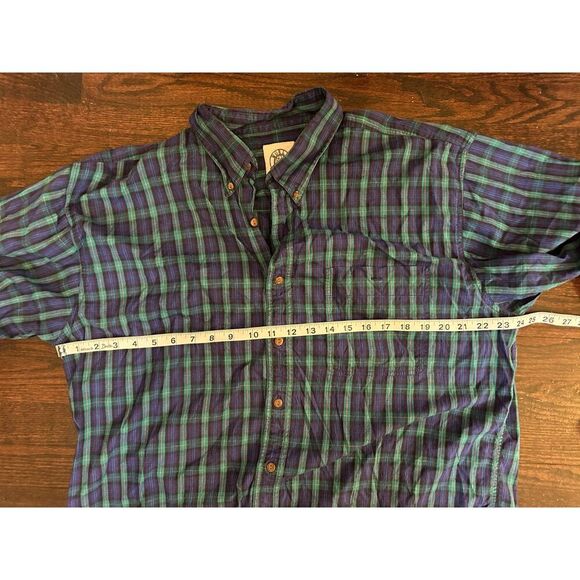 Vintage World Island 100% Cotton Purple Green Plaid Button Up Shirt Size XL - Picture 6 of 8